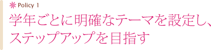 学年ごとに明確なテーマを設定し、ステップアップを目指す